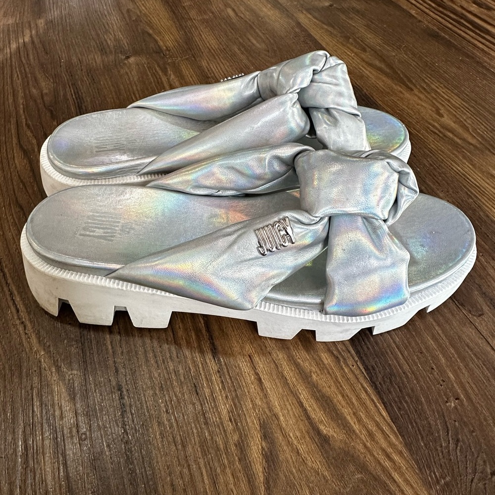 Juicy Couture J-Unicorn Holographic Platform Slides Women’s Size 10 - Picture 2 of 6
